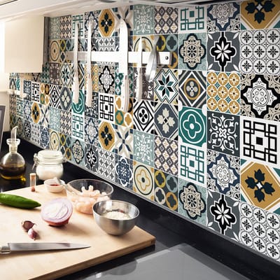 Muurstickers - Zelfklevende tegelmuurstickers voor keuken en badkamer - 24 SAFIA tegelstickers - 24 stickers 15x15cm