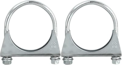 2 x beugelklem, M8, diameter 65 mm, roestvrijstalen buisklem voor buis uitlaatbuis, U-vormige verzinkte buisklembeugel, roestvrije uitlaatbevestiging & buishouder (2 stuks Ø65 mm)