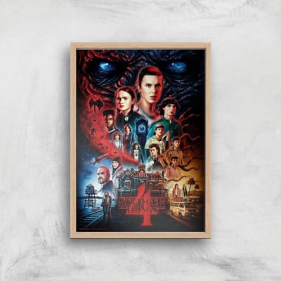 Stranger Things Composition Giclee Art Print - A4 - Wooden Frame