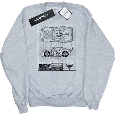 Disney Heren Cars Lightning McQueen Blueprint Sweatshirt (Sportgrijs)