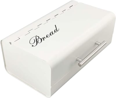 Broodtrommel Keuken - Brooddoos Metaal - Aanrecht Opslag - Grote Capaciteit - 36x20x14 cm - Wit