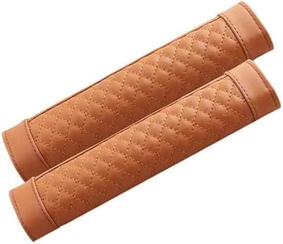 Autogordelhoezen - Gordelbeschermers Schouderpads - Comfortabel Rijden - Zachte Vulling - 2 stuks - Bruin