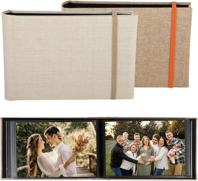 Ynkkvre - Set Van Twee Inlegalbums - 10X15 Cm Fotoalbum - Grote Opbergcapaciteit En Retro Linnen Ontwerp - 2 Stuks - Voor Reizen Bruiloften En Verjaardagen Zwart
