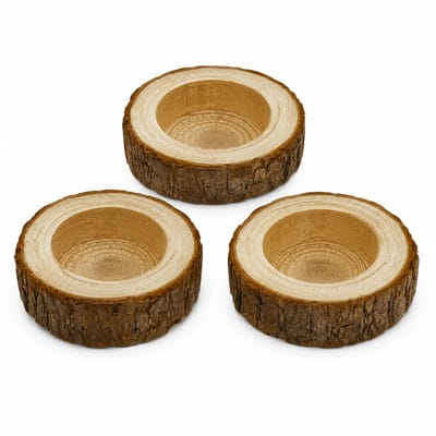 Lichtbruin hout waxinelichthouders set van 3 ronde boomstam kaars houders 2,5x3 cm rustieke decoratie voor tafel en interieur geschikt voor dames en heren