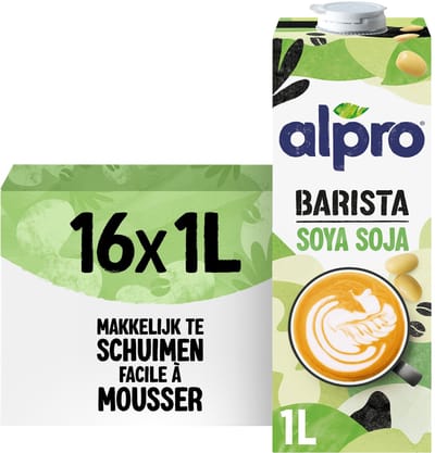 Alpro Barista Soja - Plantaardige Sojamelk - Geschikt voor Koffie - Lactosevrij - 16 x 1L