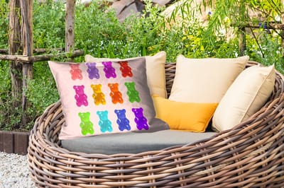 Buitenkussens - Tuin - Beer - Kleurrijk - Snoep - 50x30 cm