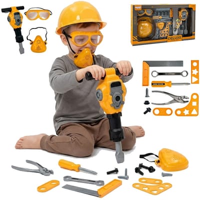 Woopie Little Handyman Tool Set Goggles Helmet Pneumatic Hammer 21 Pcs. - UNI