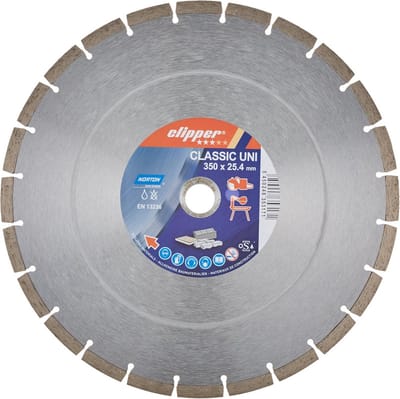 Diamant doorslijpschijf - Diamantschijf slijper - Universeel zagen - Strak getand gesinterd - 350 x 254 mm - Zilver