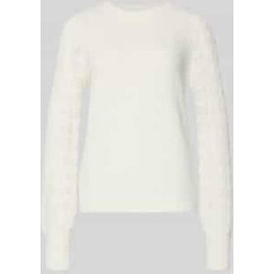 Regular fit gebreide pullover met ajourpatroon mouwen