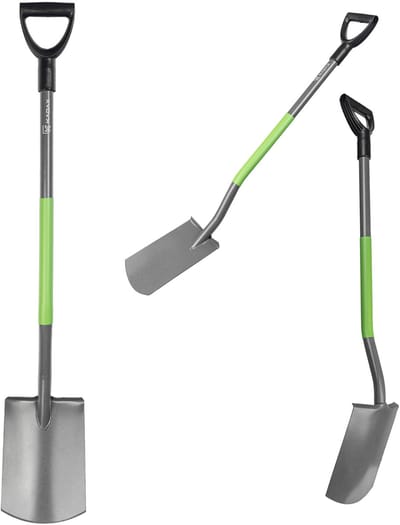 KADAX Tuinspade met D-handgreep, robuuste spade voor tuin, plantenschep, tuinschop met steel, spatschep van staal, functioneel tuingereedschap (rechthoekig)