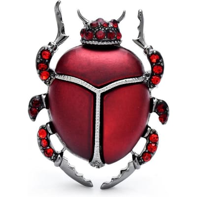 Wuli&baby Broche Épingle Insecte Coléoptère Mignon Les Beatles Femme et Enfant Bijou Cadeau black