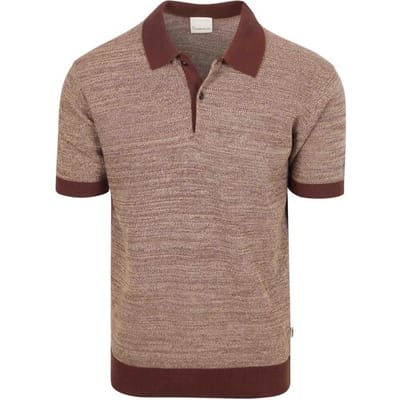 KnowledgeCotton Apparel Polo Knitted Chocolate - Maat M - Heren - Casual T-shirts