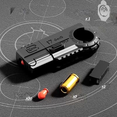 Pistolet à balles souples, portable, mini, 3D, décompression, éjection, alliage, jouet amusant d'extérieur, cadeau d'anniversaire pour garçon, jouets Fidget noir