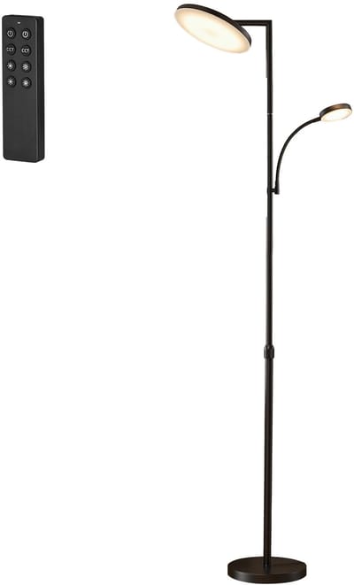 VASAGLE - Lamp - Vloerlamp - Met Leeslamp en Timer - Voor Slaapkamer en Kantoor