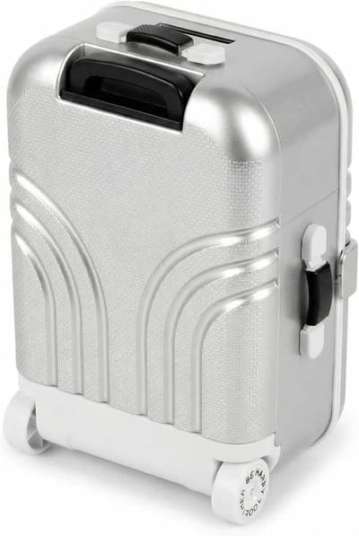 Creatieve mini-koffer spaarpot voor kinderen, grappige trolley en geldcontainer, ideaal cadeau en decoratie voor op bureau, zilver