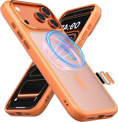 Camera Controle voor iPhone 17 Pro Max, Compatibel met MagSafe, Schokbestendig en Matte Translucente Case in Oranje