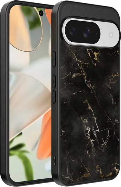 Geschikt voor Google Pixel 9 Telefoonhoesje met marmer opdruk - TPU backcover case black marble design - Zwart - Smartphonica geschikt voor Google Pixel 9