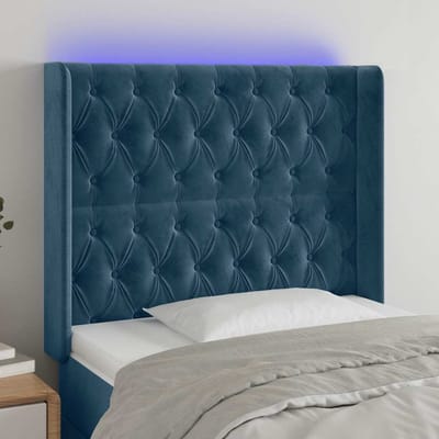 vidaXL - Hoofdbord - LED - 93x16x118/128 - cm - fluweel - donkerblauw
