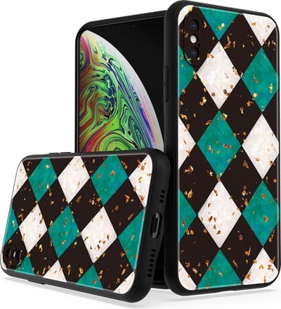 LuxeBass Siliconen hoesje met print geschikt voor Apple iPhone XS - Marmer Green - telefoonhoes - gsm hoes - telefoonhoesje