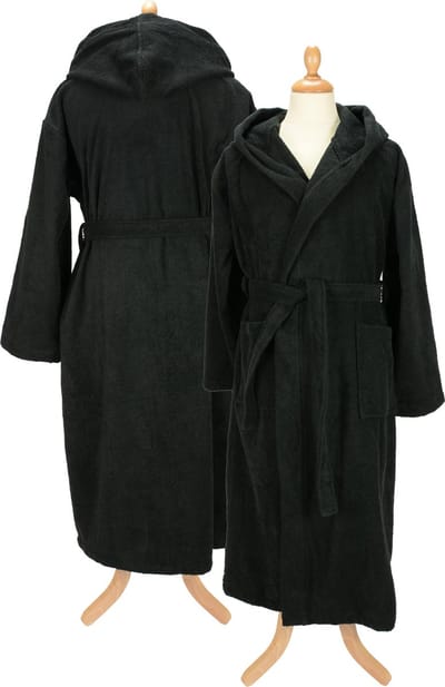 ARTG® Robezz - Badjas met Capuchon - 100% Badstof Katoen -Zwart - Maat XS