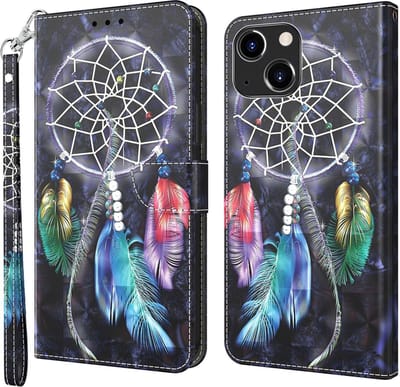 Cityhoesje-iPhone 14 Plus-15 Plus – Bookcase – 3D Print – Dromenvanger