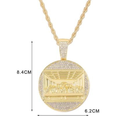 Nieuwe Laatste Avondmaal Hanger Cubaanse Ketting Ketting Met 14mm Iced Out Ketting Mode Hip Hop Mannen Bedel Hanger Tennis Kettingen Sieraden 24inch(60cm) beige