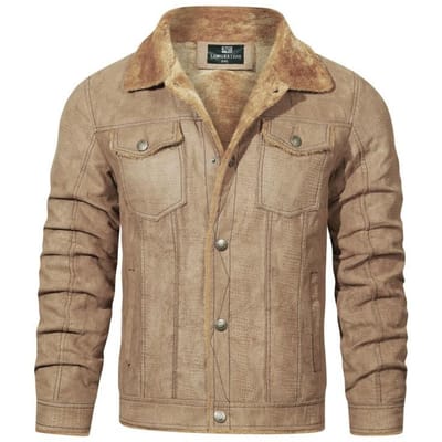 Nieuwe Reversjas Bont Eén Grensoverschrijdend Heren Winter Fleece Jas Herenkleding Losse Herenkleding 4XL beige