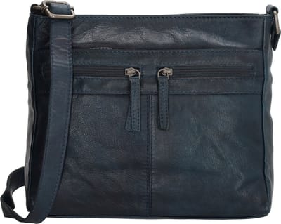 Beagles Maspalomas Crossbody Schoudertas - Handige Ritsvakjes - Leren Dames Tas - Blauw