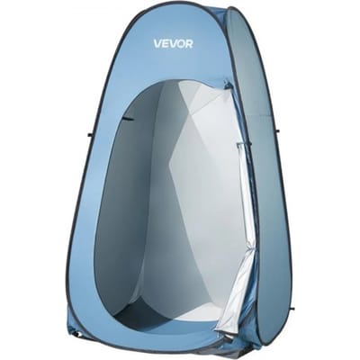 VEVOR POP-Up Douchetent (1219 X 1219 X 2134 mm) Waterdichte Toilettent met Omkleedruimte, Inclusief Haringen, Touwen, Draagtas & Ophangtas, Gemaakt van 190t Polyester Voor Kamperen, Strand, Vissen, Blauw