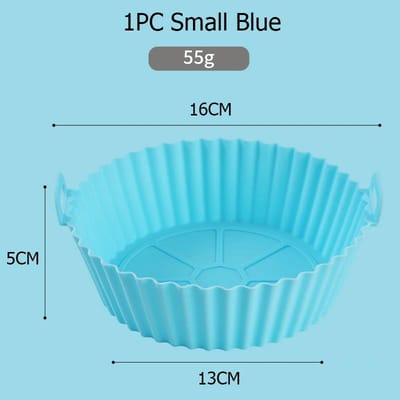 Papier de cuisson en silicone pour friteuse à air, plateau de cuisson, pizza, poulet frit, panier en silicone pour friteuse à air, réutilisable, accessoires blue