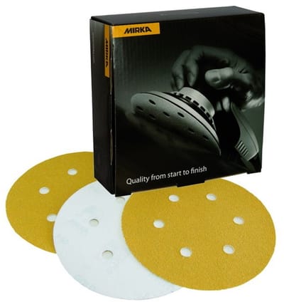 MIRKA Gold schuurschijven 150mm met 6 gaten Zelfklevend - P320