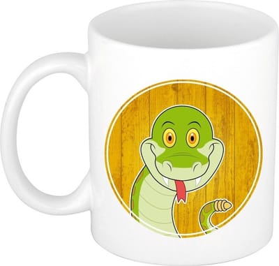 Slang mok - wit - keramiek - 300 ml - kinder beker slang