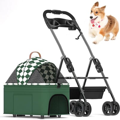 Huisdier Kinderwagen - Draagbare Reiswieg - Comfortabel Reizen - 3-In-1 Systeem - Tot 12kg - Plaid