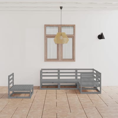 vidaXL - 5-delige - Loungeset - massief - grenenhout - grijs