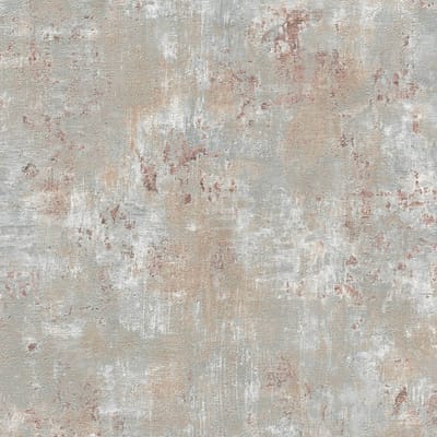 Pleister-look behang Profhome 396702-GU vliesbehang hardvinyl warmdruk in reliëf gestructureerd met structuur en metalen accenten grijs blauw bronzen beige 5,33 m2