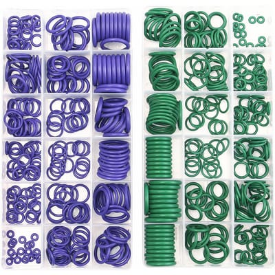 Rubberen O-ring 270 stuks R134A Auto Airconditioning Afdichtingsset Rubberen O-ring Sluitringen met Kunststof Doos Kit groen