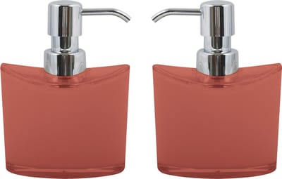 MSV Zeeppompje/dispenser Aveiro - 2x - PS kunststof - terracotta/zilver - 11 x 14 cm - 260 ml
