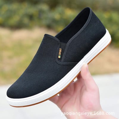 Chaussures en toile pour hommes Baskets décontractées pour hommes Légères à enfiler Vulcanisées Confortables Mocassins pour hommes Nouvelles baskets noires Zapatos Hombre 40 black