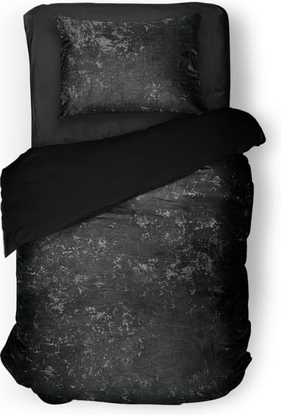 Eleganzzz Dekbedovertrek Crushed Velvet - Black - Dekbedovertrek 140x200/220cm - 100% Velvet - Eenpersoons dekbedovertrekken - Effen Dekbedovertrek