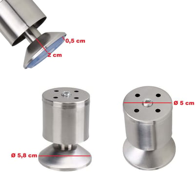 Dailygoods- Meubelpoten Verstelbaar - Meubelverhoger - Meubelpoten Set van 4 - Roestvrij Staal - Hoge Belastbaarheid - Eenvoudige Montage