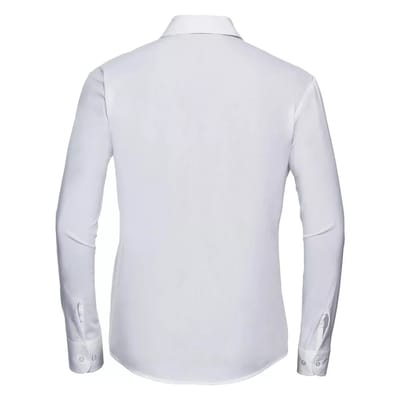 Russell Collection Dames/Dames Klassiek Popeline Easy-Care Overhemd met Lange Mouwen (Wit)