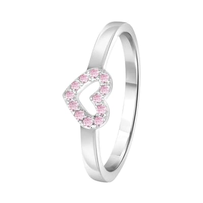 Lucardi Meisjes Kinder ring met plating - Hart - Zirkonia - Cadeau - Echt Zilver - Zilverkleurig