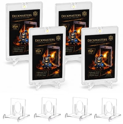 Deckmasters Magnetische Kaarthouders met Standaard – Set van 4 – 35PT – UV-Bescherming – Premium Trading Card Display