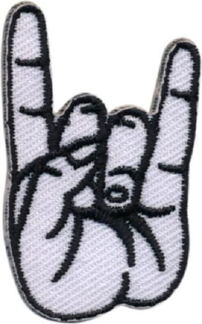 Patch - Strijkembleem - Rock on hand - 4 x 2,5cm
