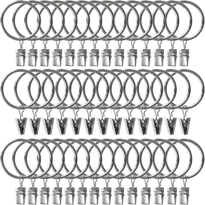 Somstyle 50x Gordijnringen met Clip - 38 mm Ringen - Gordijnhaken voor Gordijnroede - Zilverkleurig