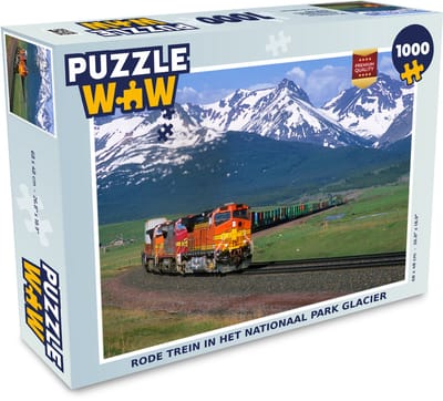 Puzzel Rode trein in het Nationaal park Glacier - Legpuzzel - Puzzel 1000 stukjes volwassenen