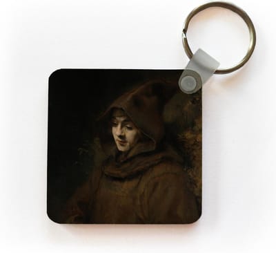 Sleutelhanger - Uitdeelcadeautjes - Titus in een habijt - Schilderij van Rembrandt van Rijn - Plastic