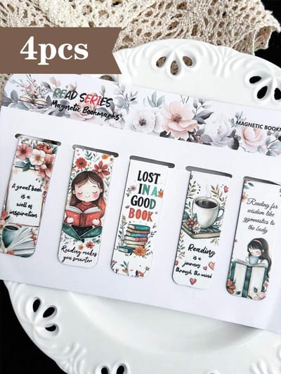 5 Stuks Magnetische Leesbladwijzers – Bloemen & Reading Quotes Design – Boekdecoratie & Annotatiekaarten – Cadeau voor Boekenliefhebbers