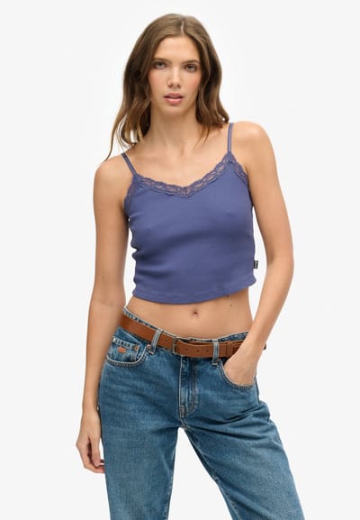 Superdry - Kort Athletic Essentials camitopje met kanten rand - Dames - Vesten