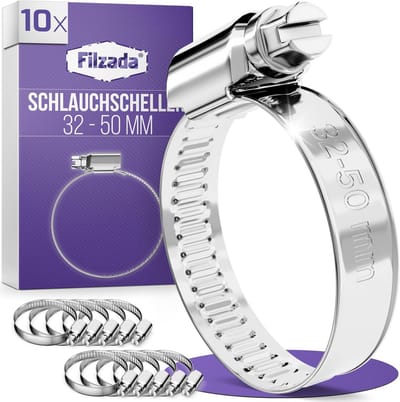 SnelShoppen - 10x RVS Slangklemmen Set 32-50mm - Verstelbare Roestvrijstalen Slangklemmen - Inox Klemmen voor Waterleiding en Tuinslang